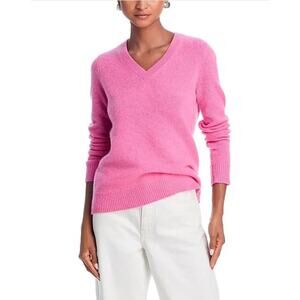 C by Bloomingdale's Women Flamingo Pink Cashmere Knit V-neck Sweater Size XS